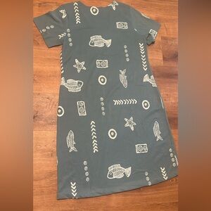 Gray Patterned Short Sleeve Dress